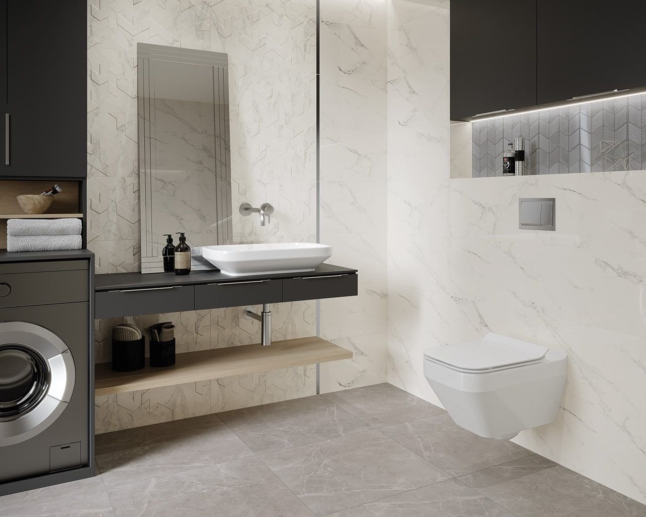 #Koupelna #mramor #Klasický styl #Moderní styl #bílá #Velký formát #Lesklý obklad #700 - 1000 Kč/m2